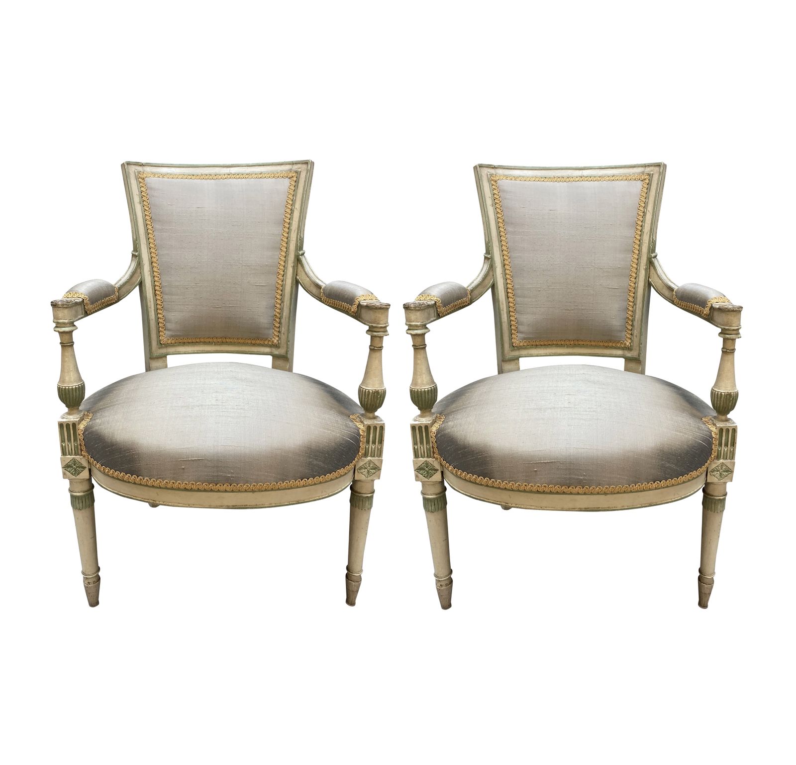 A Pair Of French Directoire Style Painted Armchairs