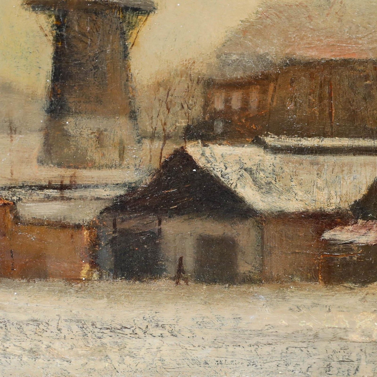 Continental School Early 20th Century Oil The Windmill In Winter photo 340.0