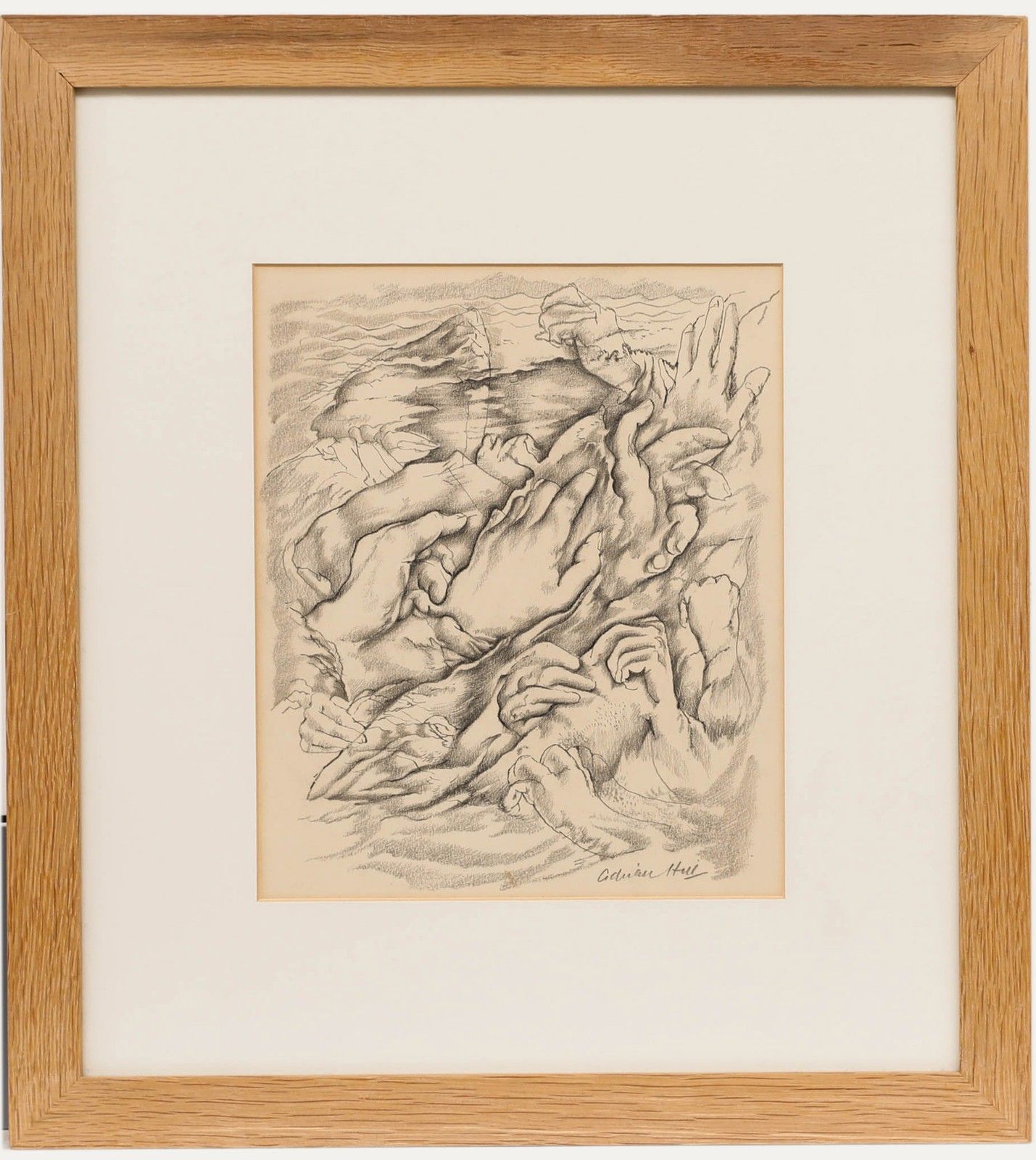 Adrian Hill Proi Rba (1895 1977) Graphite Drawing, Mountain Grip