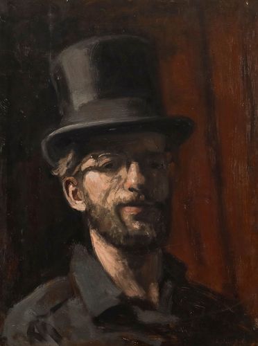 George Weissbort (1928 2013) 1966 Oil, Self Portrait In A Top Hat photo furniture