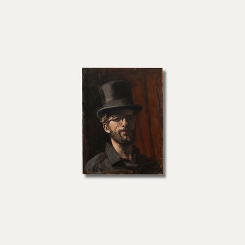 George Weissbort (1928 2013) 1966 Oil, Self Portrait In A Top Hat photo vinterior