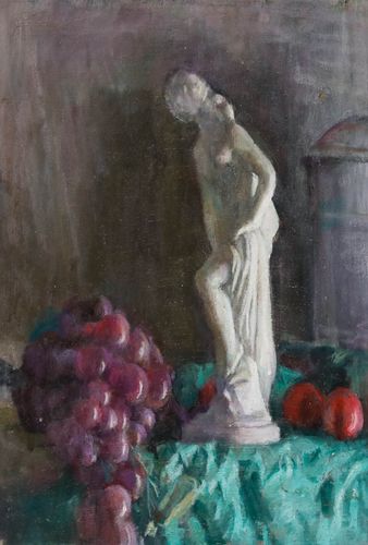 George Weissbort (1928 2013) 20th Century Oil, Marble Statue & Grapes photo furniture