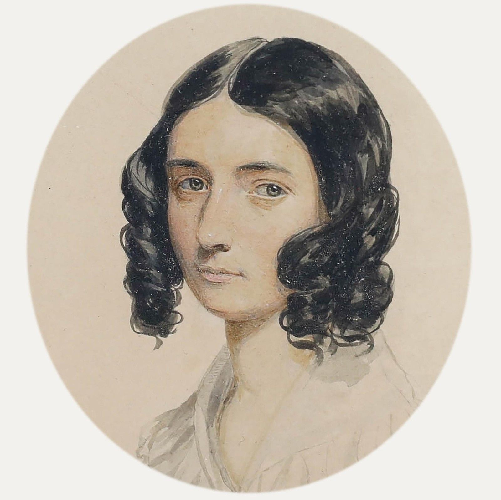 English School Early 19th Century Watercolour Dark Haired Beauty photo Art