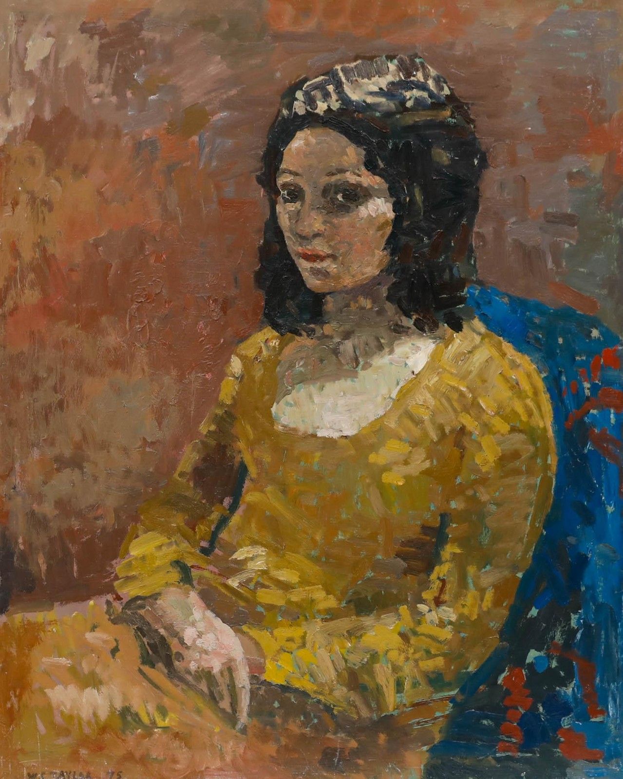 William S. Taylor 20th Century Oil, Lady In Yellow photo furniture