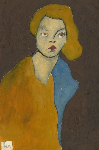 Ben Carrivick Contemporary Oil, Lady In Yellow And Blue