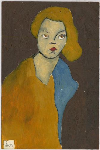 Ben Carrivick Contemporary Oil, Lady In Yellow And Blue photo furniture