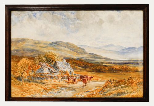 John Keeley Rbsa (1849 1930) Framed Watercolour, A Valley Farm North Wales