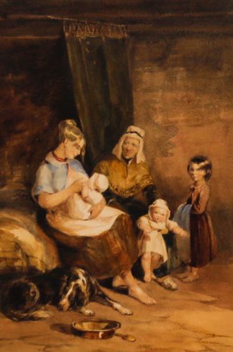 John Frederick Tayler (1802 1889) 19th Century Watercolour, Family At Rest photo furniture