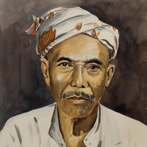 Abu Bakar Ibrahim (1925 1977) Mid 20th Century Watercolour, Portrait Of A Man photo Art