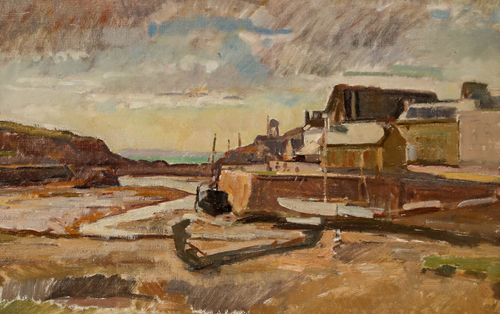 Bertrand Py (1895 1973) Mid 20th Century Oil, Port Of Dahouet, Brittany photo furniture