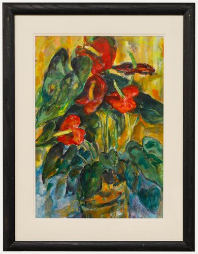 Glo Williams (B.1940) 20th Century Watercolour, Anthurium Lily