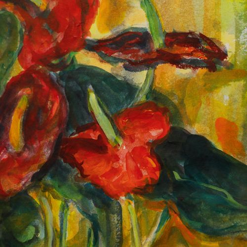 Glo Williams (B.1940) 20th Century Watercolour, Anthurium Lily photo 332.0