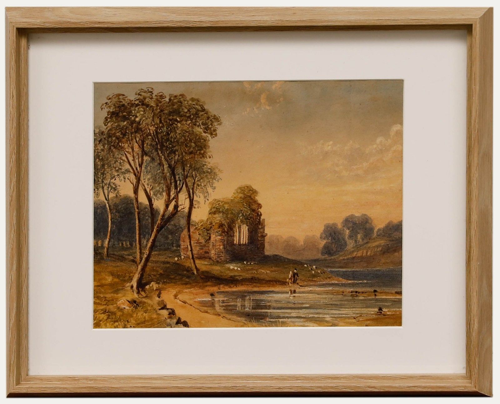 Circle Of John Varley Framed Early 19th Century Watercolour, Church Ruins