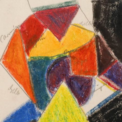 August Ludwig Schmitt (1882 1936) Pastel, Abstract Stained Glass III photo Art