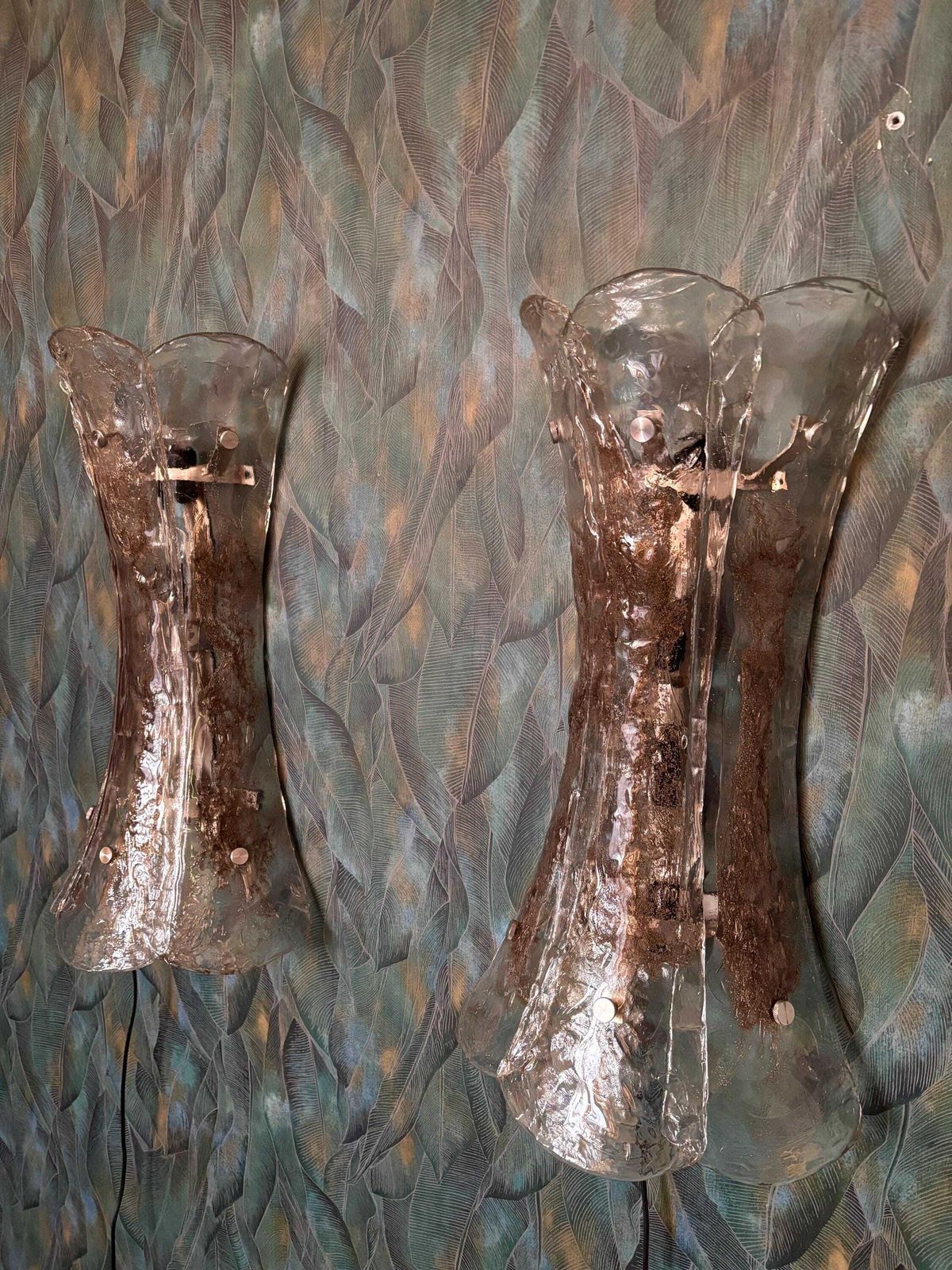 A Pair Of Xxl Murano Wall Lamps By Carlo Nason For Mazzega photo vintage
