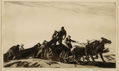 Gifford Beal (1879 1956) Framed C.1930 Etching, The Net Wagon photo furniture