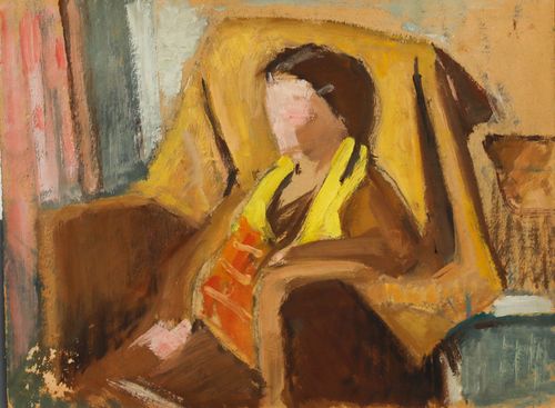 Cecile Hertz Eyrolles (1875 1974) Mid 20th Century Oil, Armchair Pose