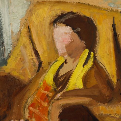 Cecile Hertz Eyrolles (1875 1974) Mid 20th Century Oil, Armchair Pose photo Art