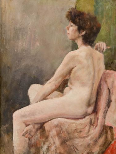 George Weissbort (1928 2013) Framed 20th Century Oil, Nude In Profile photo furniture
