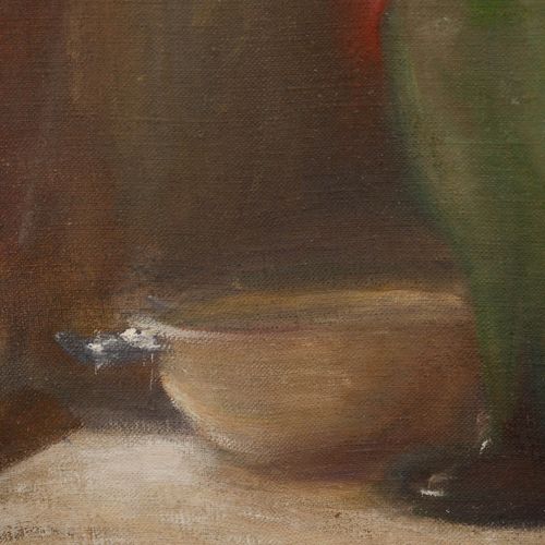 Cecile Hertz Eyrolles (1875 1974) Oil, Pink Coneflower In A Green Vase photo Art