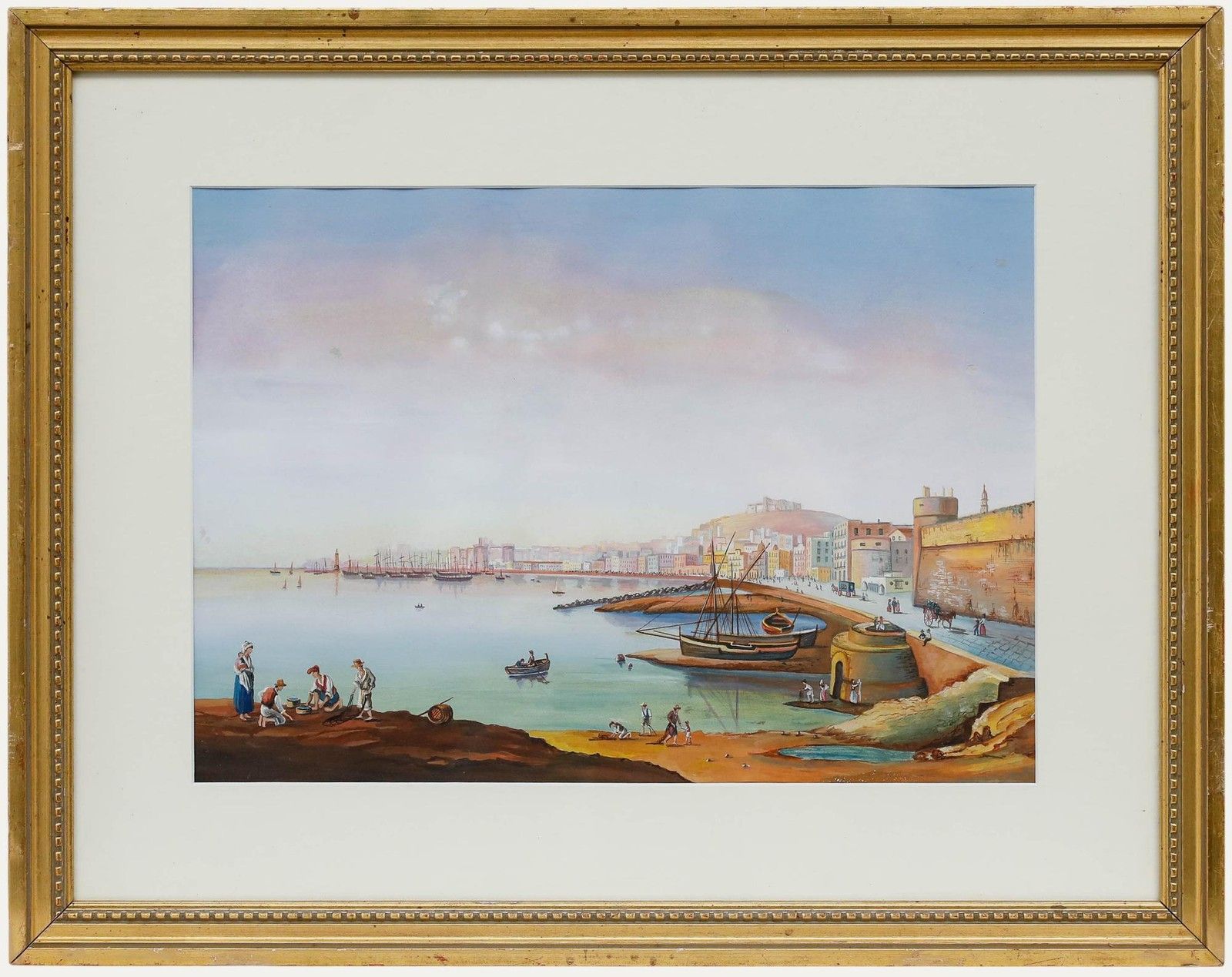Neapolitan School 19th Century Gouache The Bay