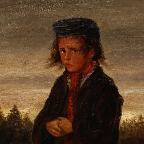 Frank Sternberg Barbizon School 1880 Oil, The Young Tatterdemalion photo 493.0