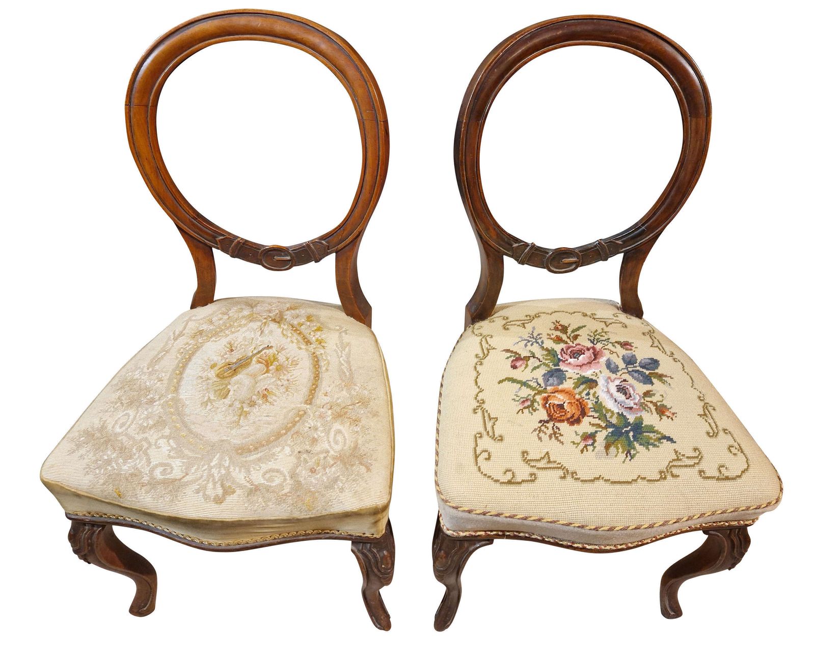 Set Of Four Victorian Walnut Balloon Back Chairs photo Furniture