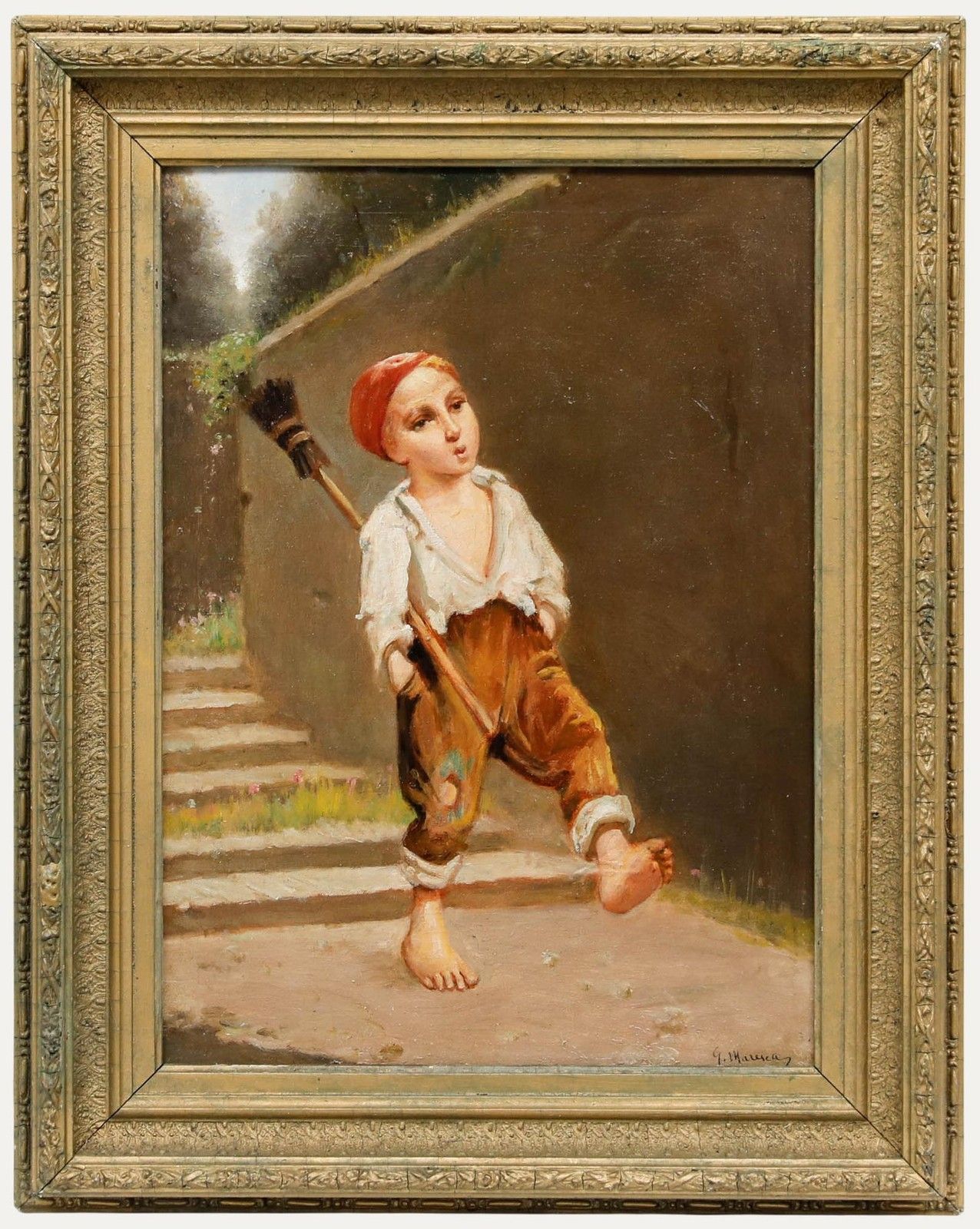 Giovani Maresca Continental School Late 19th Century Oil, The Young Sweep