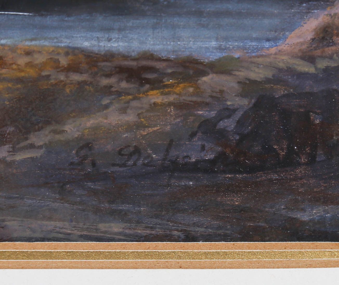 Italian School Early 20th Century Gouache Rocky Inlet photo buy