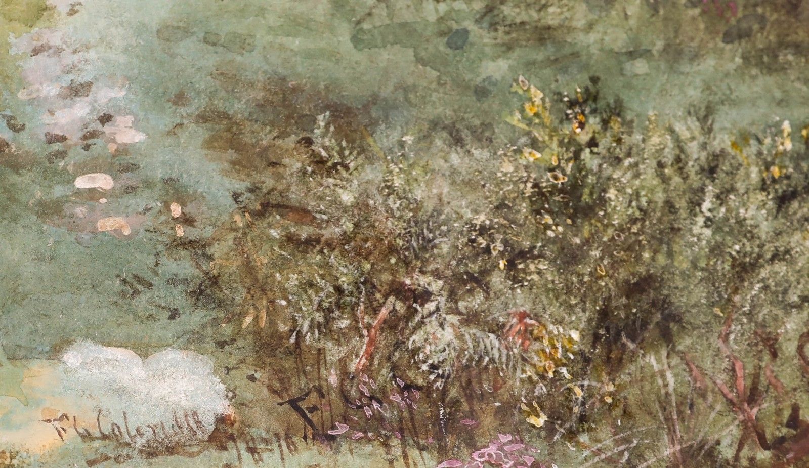 Francis G. Coleridge (1838 1923)  Framed Watercolour, Sheep Grazing Near A Gorge photo 297.0