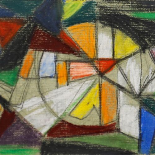 August Ludwig Schmitt (1882 1936) Pastel, Abstract Stained Glass I photo Art