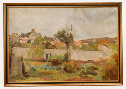 Bertrand Py (1895 1973) Framed Oil, Looking Towards The Village Bell Tower