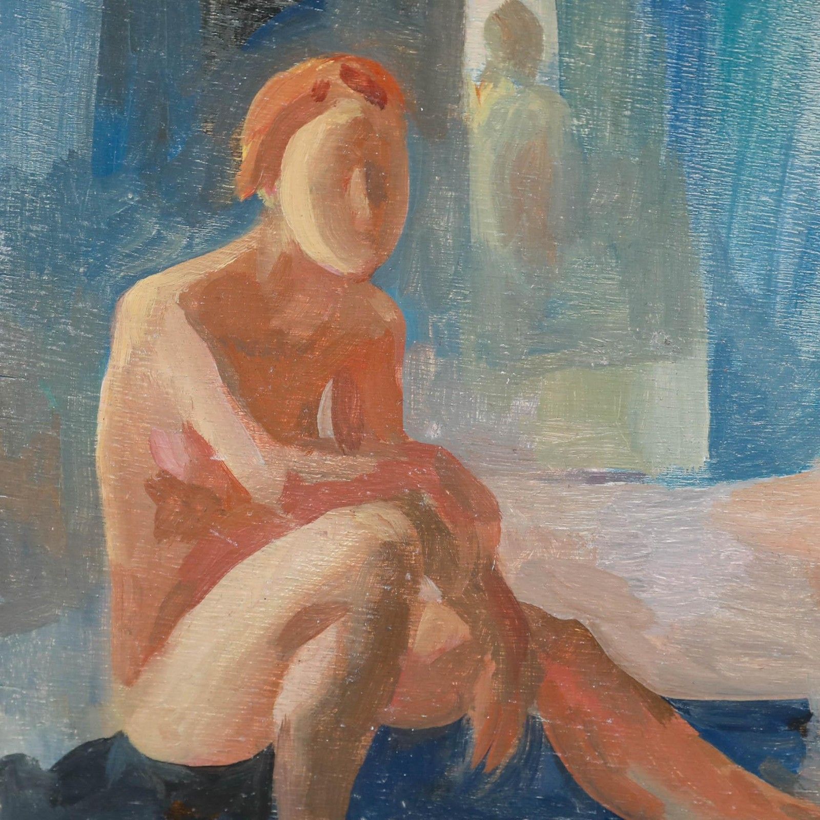 Bernadette Kelly (B.1933) 20th Century Oil, Sitting Nude photo Art