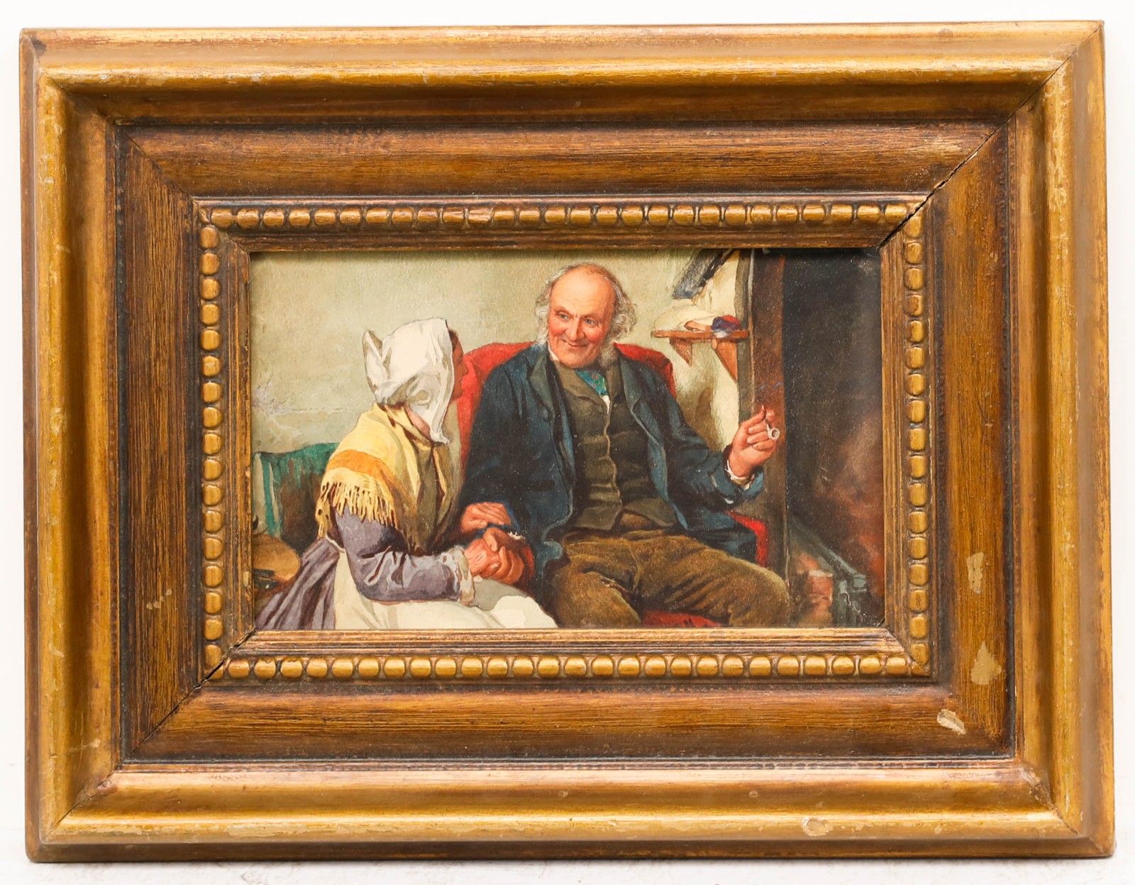 Framed Late 19th Century Watercolour A Tender Moment