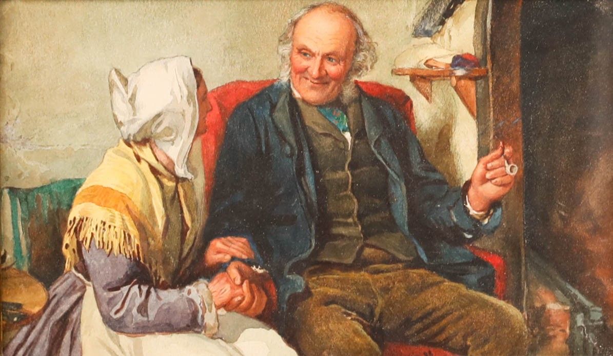 Framed Late 19th Century Watercolour A Tender Moment photo vinterior