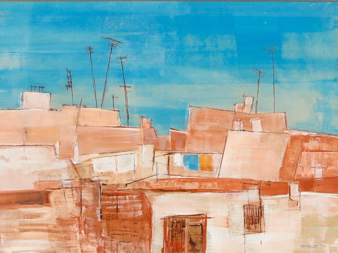 Beverley Peter Meyers (1949 2016) 1983 Mixed Media, Suburban Rooftops photo furniture