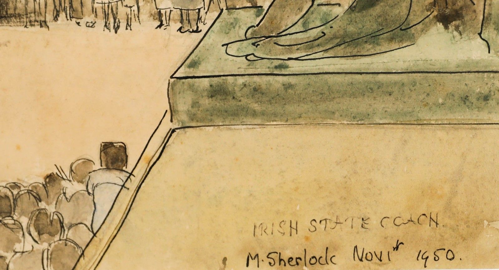 Marjorie Sherlock (1897 1973) 1950 Watercolour, Irish State Coach photo vinterior