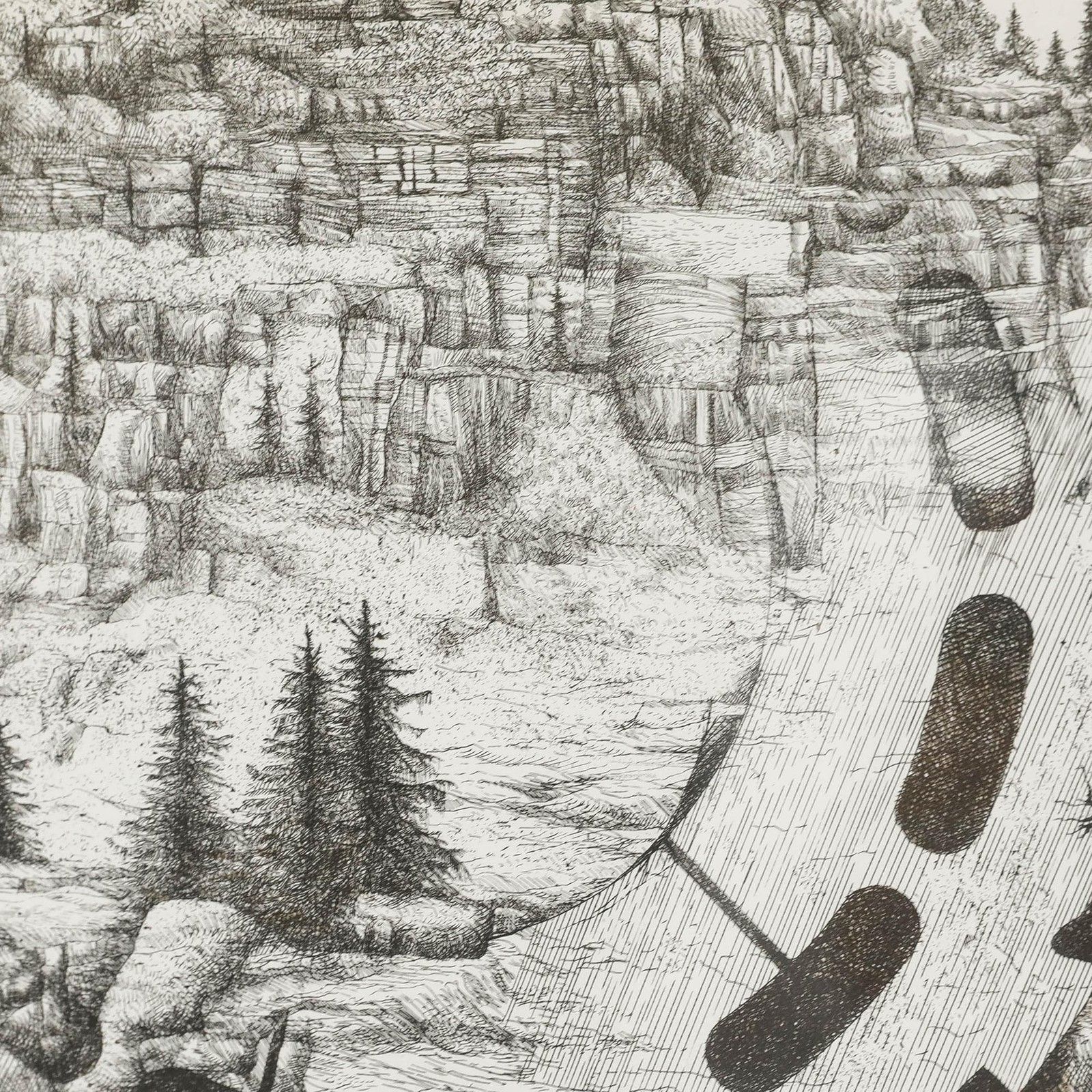 Claus D. Hentschel (1937 2012) Framed Etching, Geometrische Landschaft photo Art