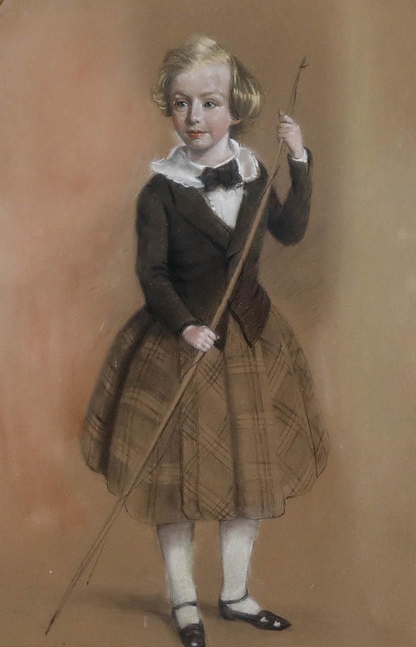 British School Late 19th Century Pastel Portrait Of A Young Boy photo furniture