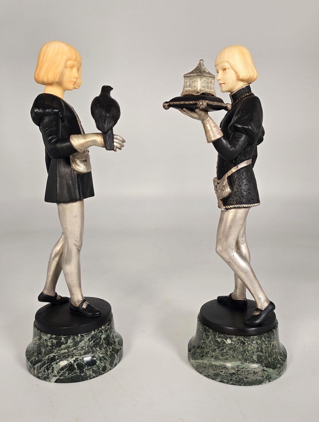 Gotthilf Jaeger, A Pair Of Bronze And Ivory Figures, The Falconer And The Casket Bearer Circa 1925 photo 7950.0