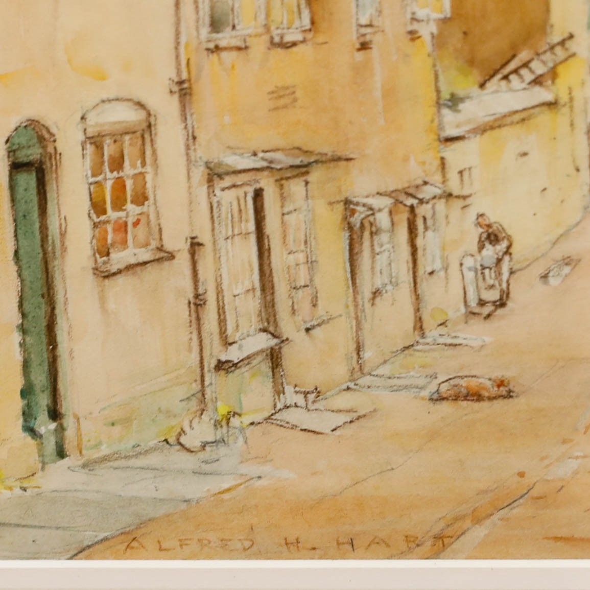 Alfred Henry Hart (1866 1953 )  Framed Watercolour, Beaminster photo vintage