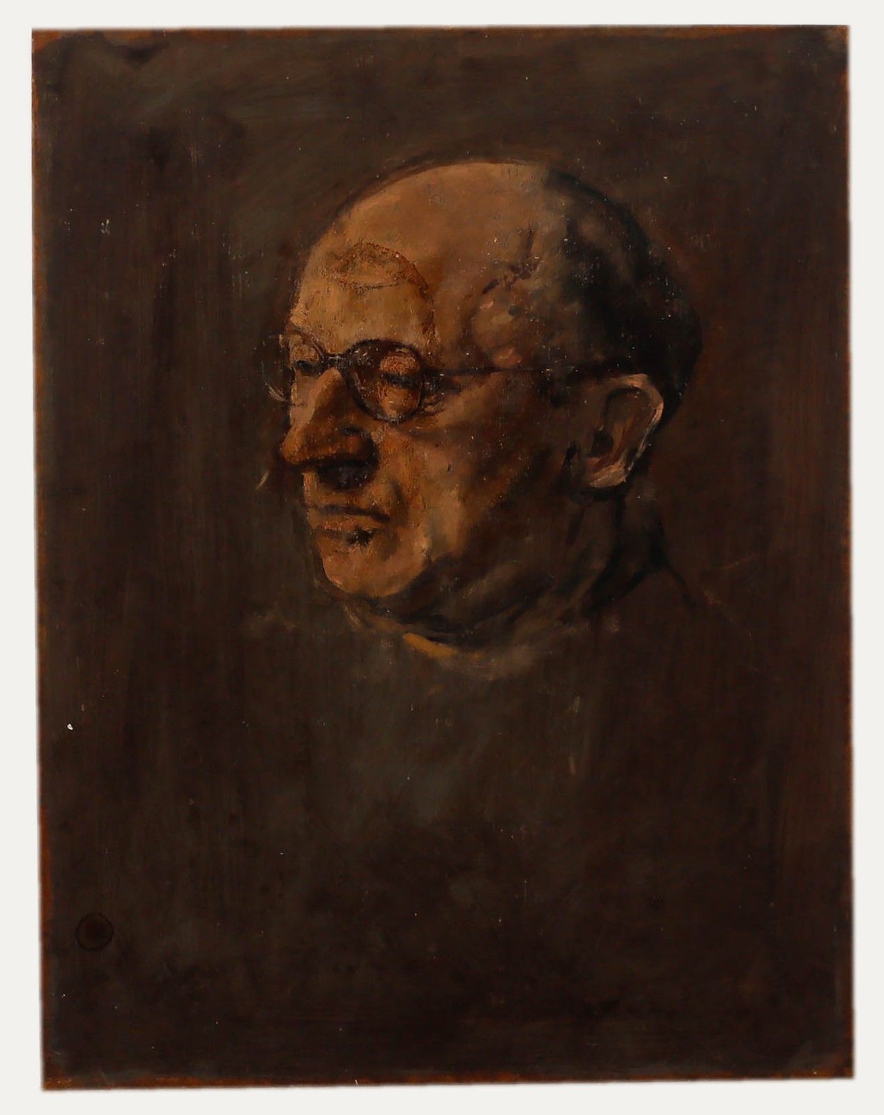 George Weissbort (1928 2013) Mid 20th Century Oil, Man In Glasses photo for sale