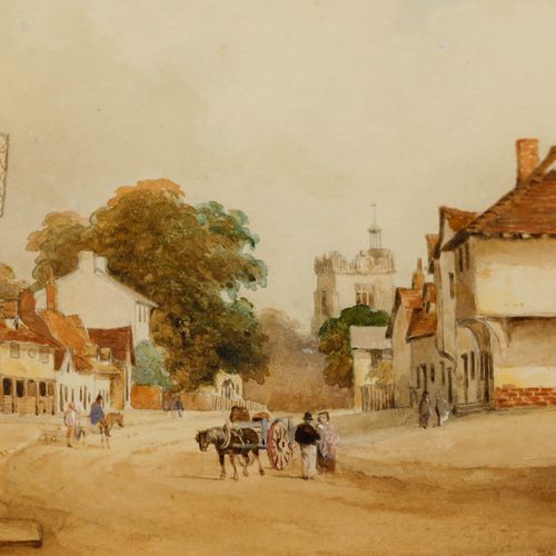 19th Century Watercolour Morning In The Village photo 153.0