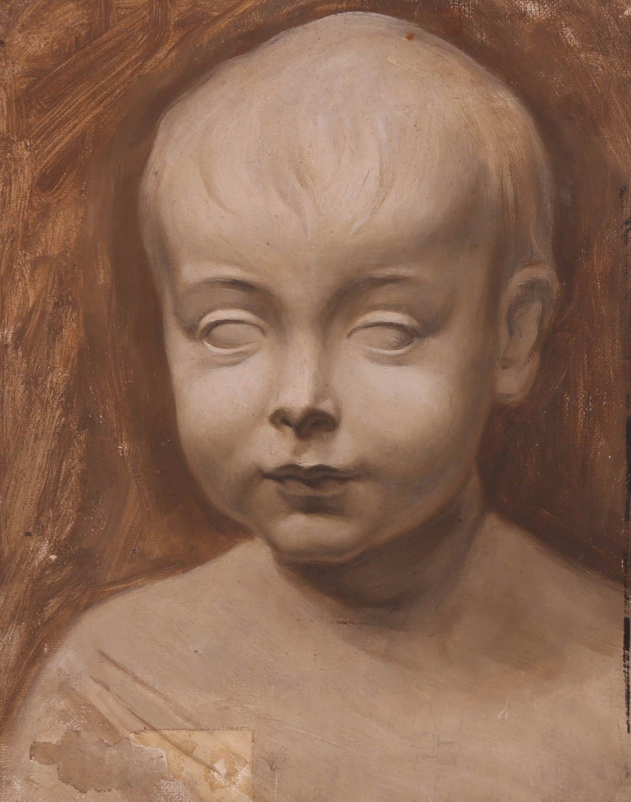 Edward Ridley (1883 1946) Early 20th Century Oil, Statue Of A Child