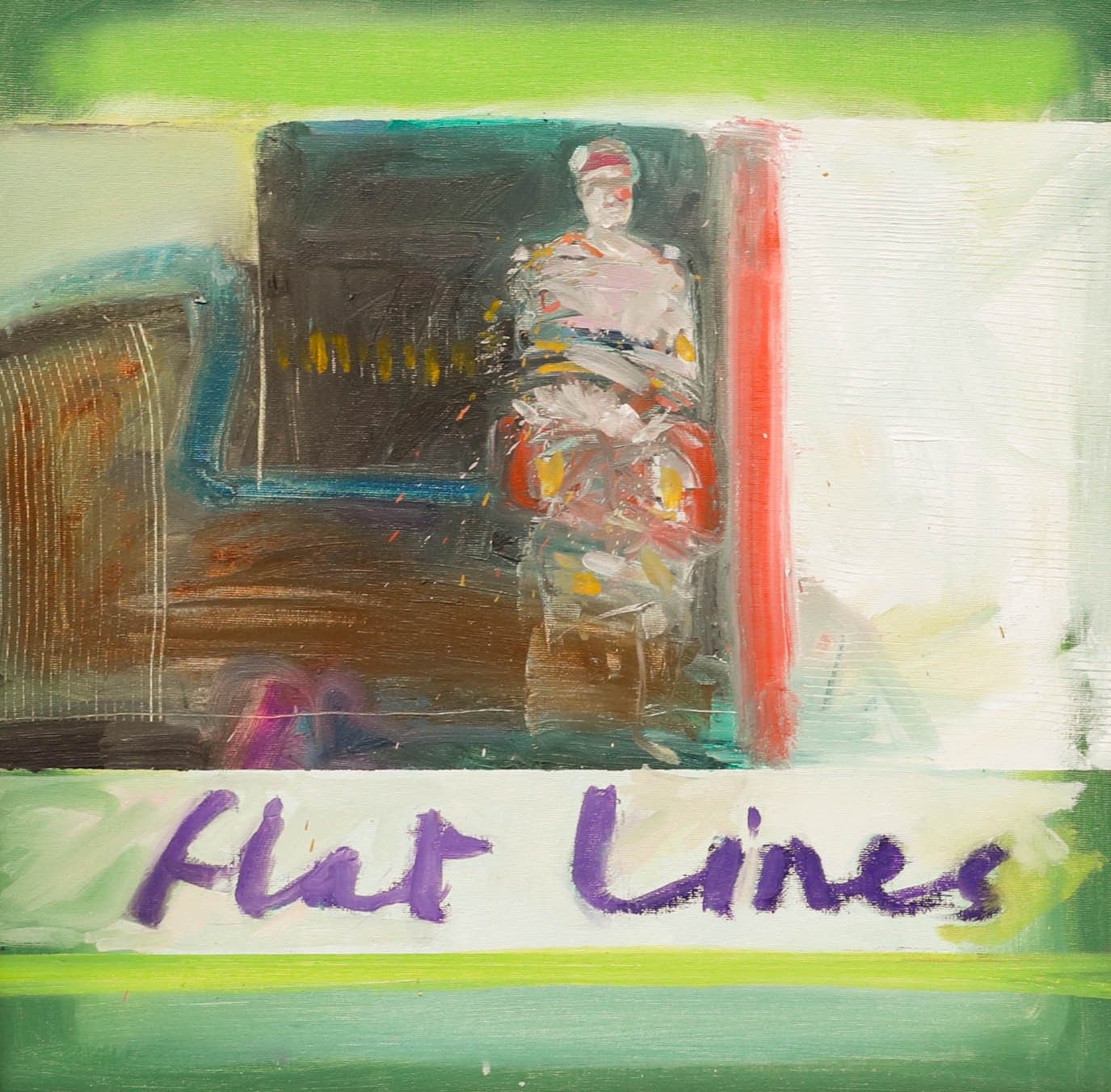 Richard J.S. Young Framed Contemporary Oil, Flat Lines photo furniture