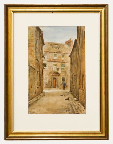 Keavale  English School 1916 Watercolour, The Cobbled Street