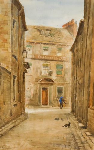 Keavale  English School 1916 Watercolour, The Cobbled Street photo furniture