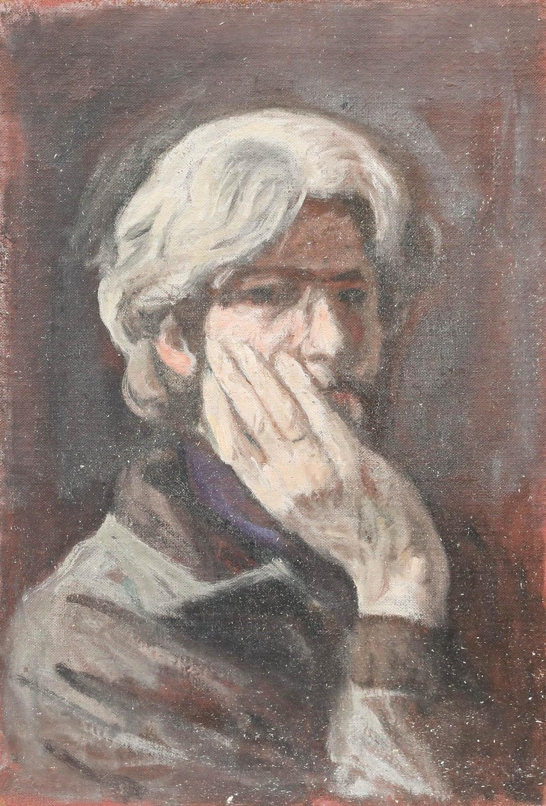 George Weissbort (1928 2013) Mid 20th Century Oil, Pensive Look photo furniture