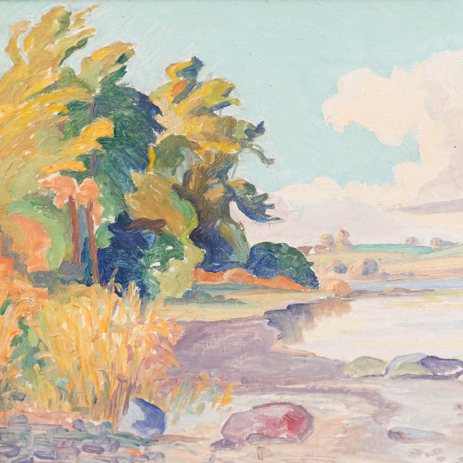 Th. Kirstein Framed Early 20th Century Oil, A Rocky Shoreline photo Art
