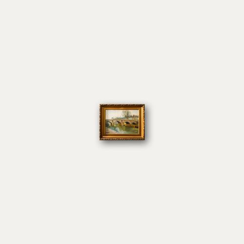 Framed Mid 20th Century Oil Bridge Over The Seine photo vinterior